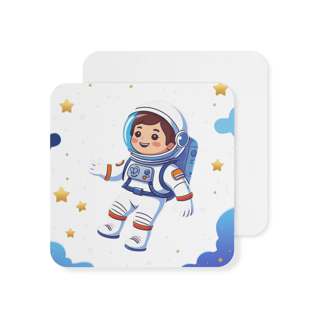 Space-Themed Square Coasters (50/100 pcs) – Cute Astronaut Kids Party Decor