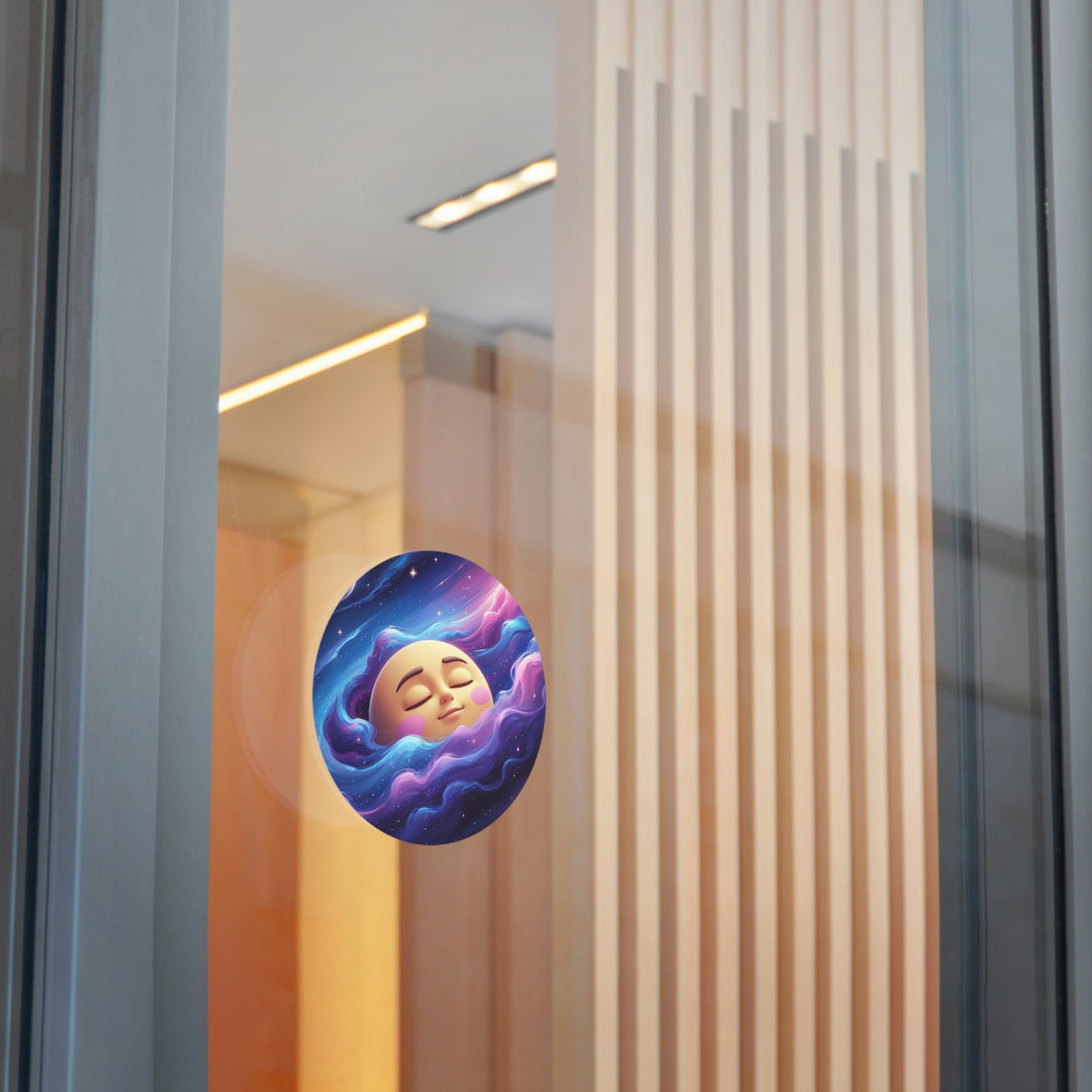 Custom Round Vinyl Sticker – Dreamy Galaxy Moon | Waterproof & Trendy