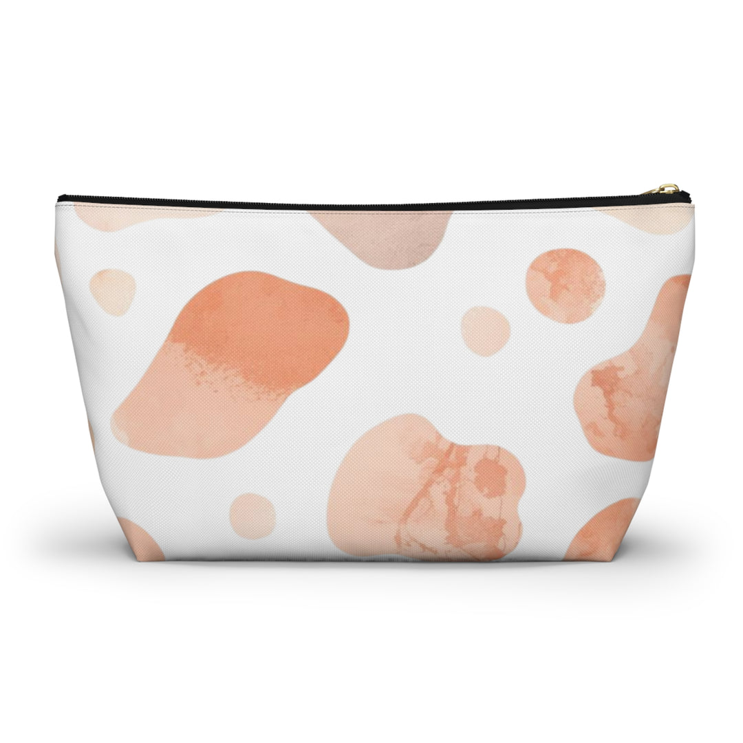Chic T-Bottom Accessory Pouch – Blush & Peach Abstract Watercolor Design