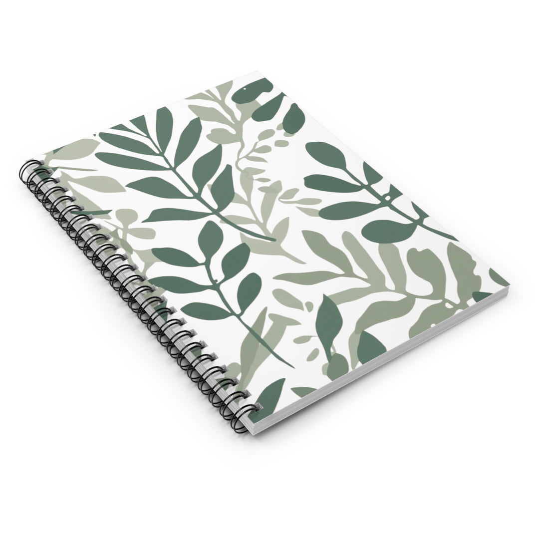 Modern Botanical Spiral Notebook – Ruled Line, Stylish Leafy Design, 6x8