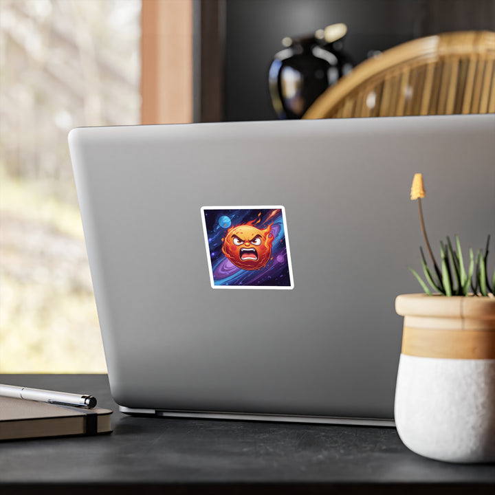 Fiery Cosmic Sun Vinyl Kiss-Cut Sticker – Bold, Weatherproof & Removable