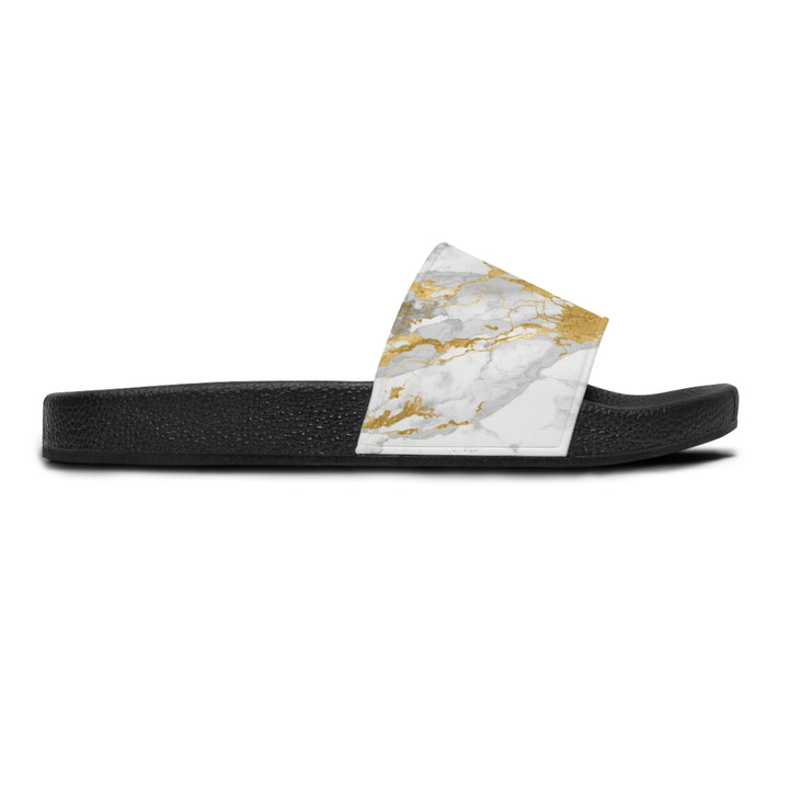 Chic Marble & Gold Women's Slide Sandals – Customizable, Ultra-Comfortable Slides