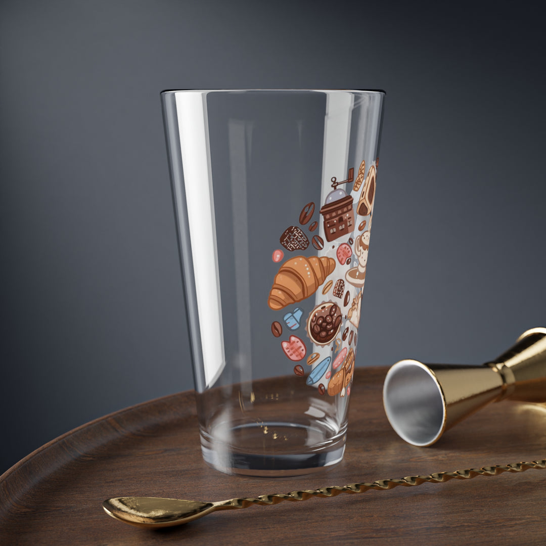 16oz Mixing Glass – Cute Coffee & Dessert Design | Premium Barware Essential