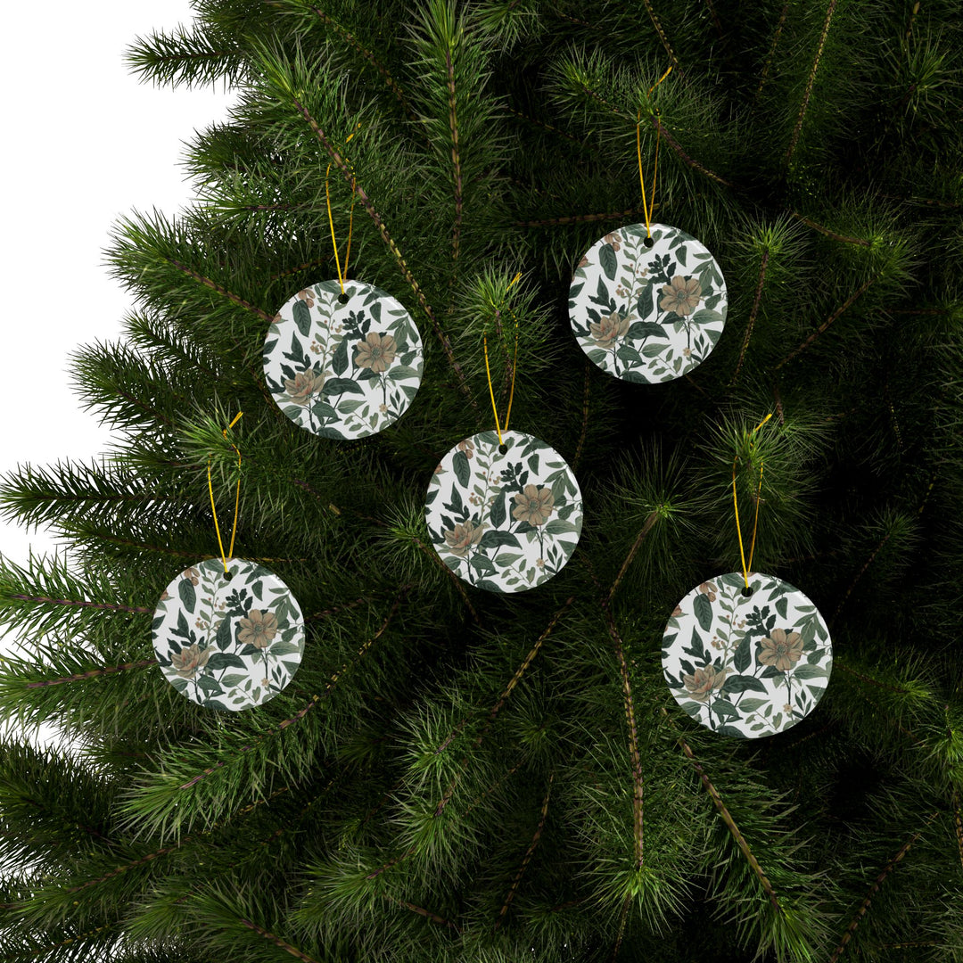 Custom Double-Sided Ceramic Ornaments – Vintage Floral Botanical Gift Set