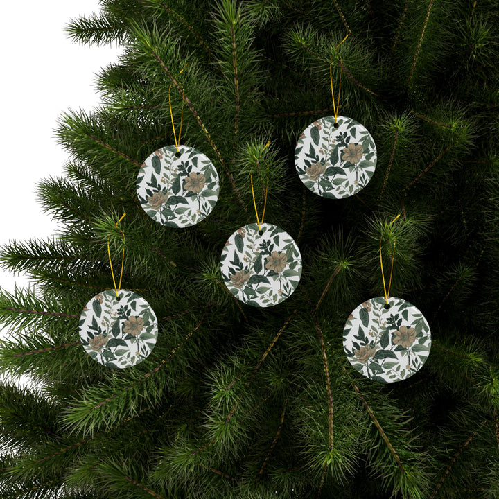 Custom Double-Sided Ceramic Ornaments – Vintage Floral Botanical Gift Set