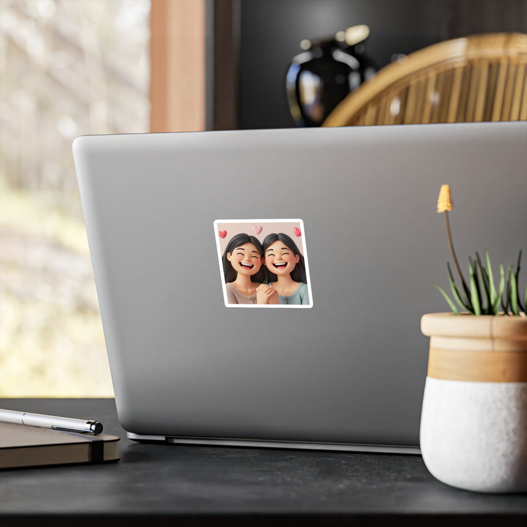 Custom Vinyl Kiss-Cut Stickers – Cute 3D Cartoon Girls, Weatherproof, Matte