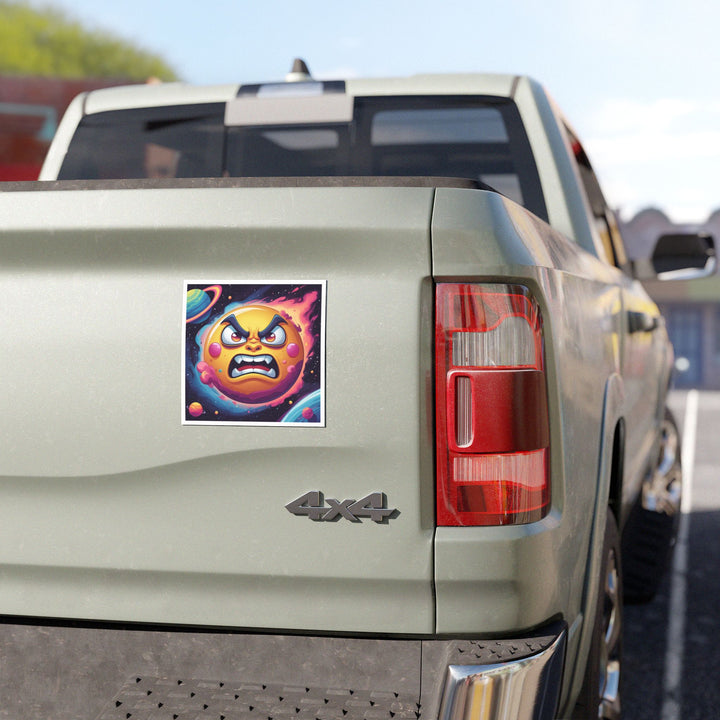 Custom Space-Themed Car Magnet – Bold Angry Sun, Vibrant & Weatherproof