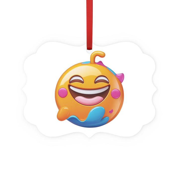 Emoji Smile Double-Sided Metal Ornament – Fun, Glossy Decor Gift