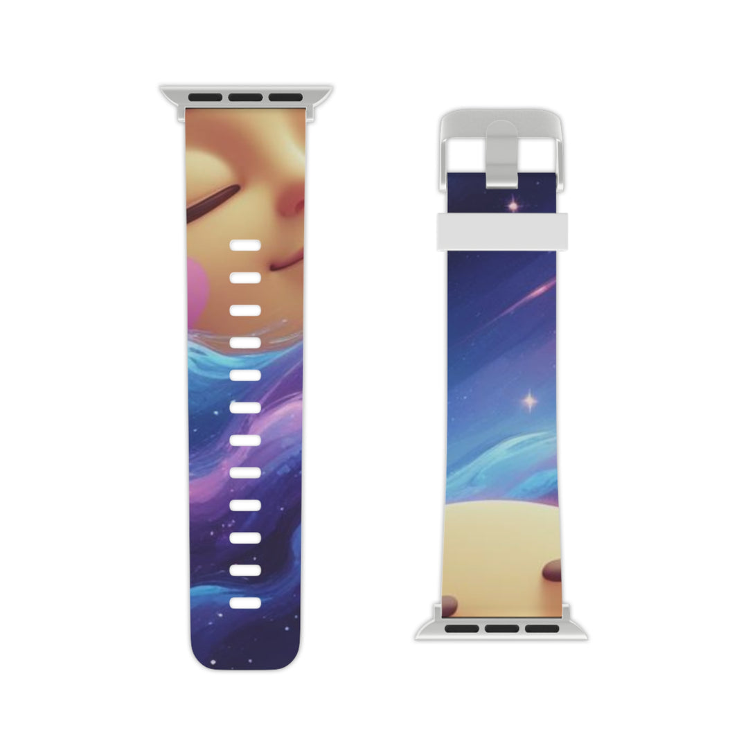 Galaxy Moon Apple Watch Band – Cute Space-Themed, Custom, Sweat-Proof Strap
