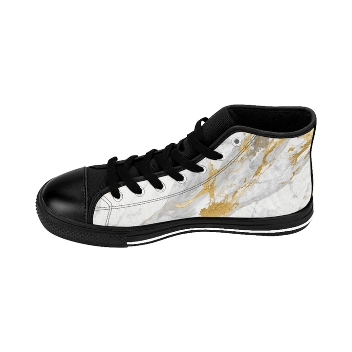 Men’s High-Top Classic Sneakers – Marble Gold Design, Trendy & Comfy