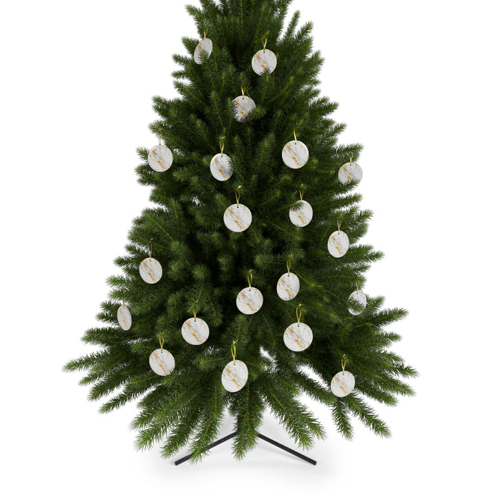 Custom Marble Glass Ornament – Handcrafted, Gold Streaks, Modern Chic Décor