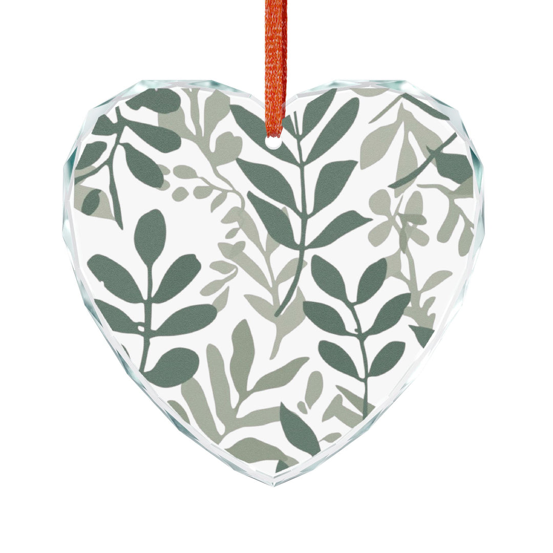 Crystal Glass Ornament – Modern Botanical Black Leafy Branches Decor Gift