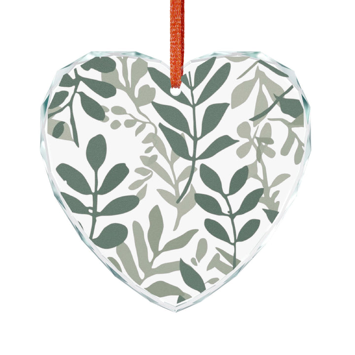 Crystal Glass Ornament – Modern Botanical Black Leafy Branches Decor Gift