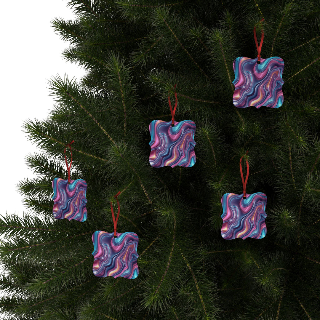 Custom Aluminum Ornaments – Modern Marble Swirl, Gift-Ready, 1-20pc Set