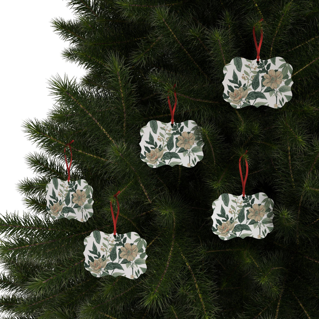 Vintage Floral Aluminum Ornament – Elegant Matte, Personalize & Gift (1-20pc)