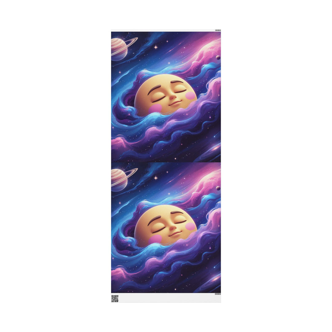 Custom Galaxy Wrapping Paper – Cute Smiling Moon, Premium Eco Gift Wrap