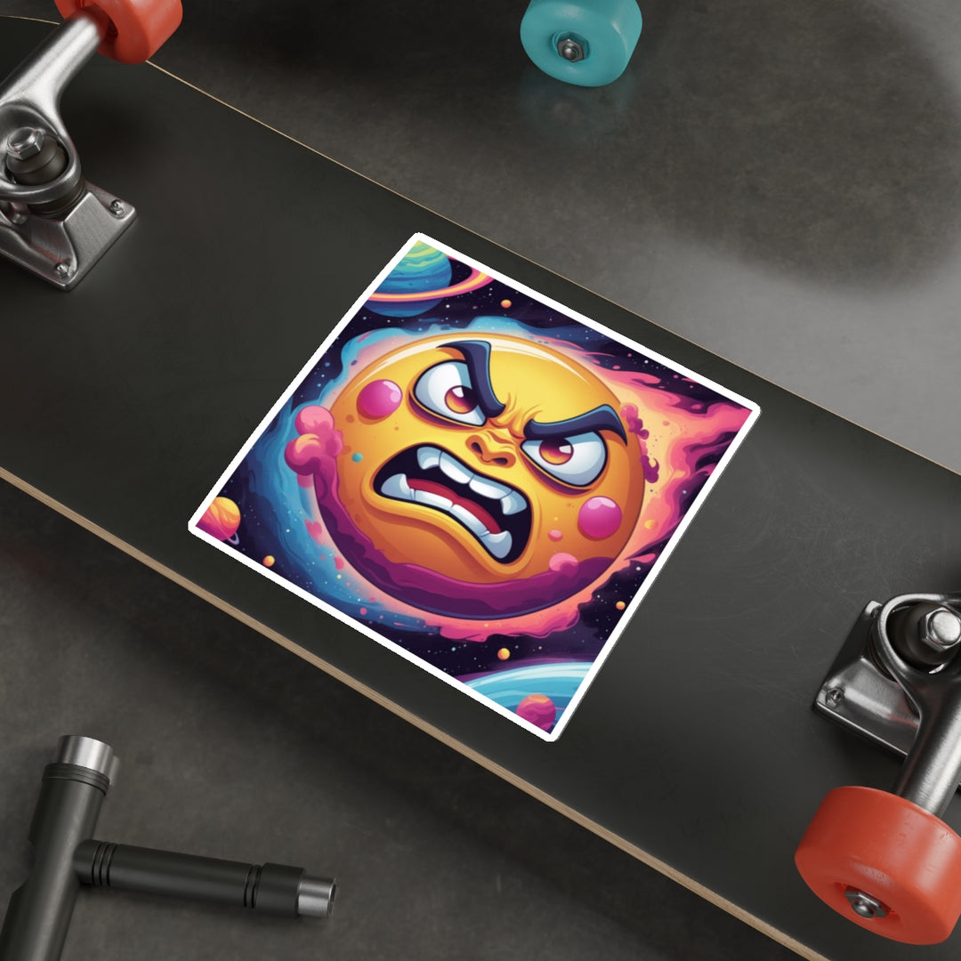 Custom Die-Cut Space Stickers – Vibrant, Cartoon Angry Sun & Planets