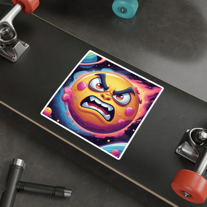 Custom Die-Cut Space Stickers – Vibrant, Cartoon Angry Sun & Planets