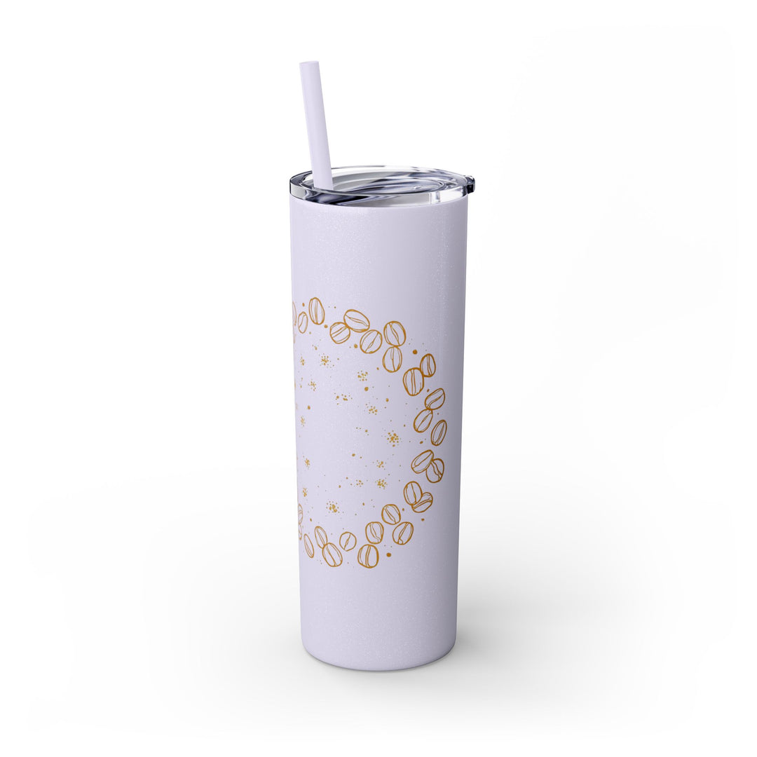 Coffee Lover’s 20oz Skinny Tumbler – Chic Hand-Drawn Beans & Straw
