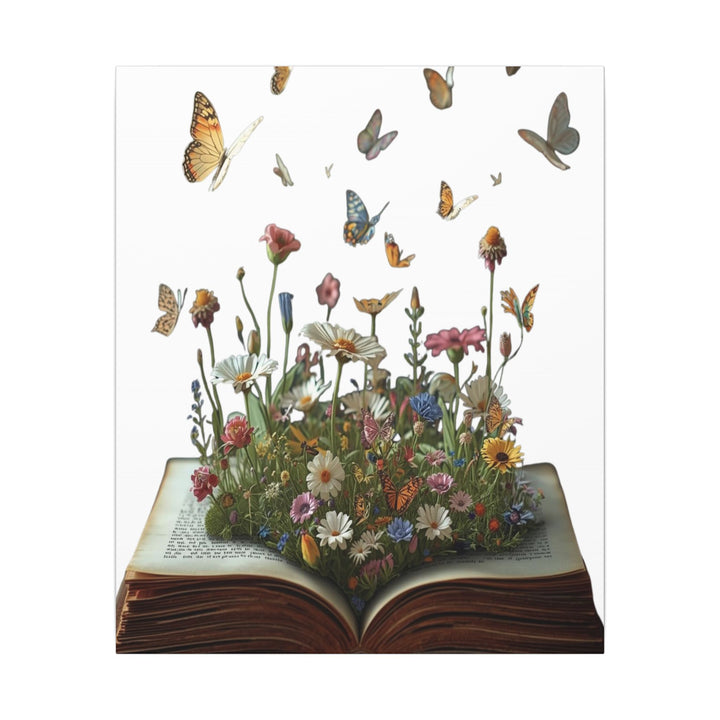Magical Pop-Up Book Matte Canvas – Whimsical Wildflowers & Butterflies Art