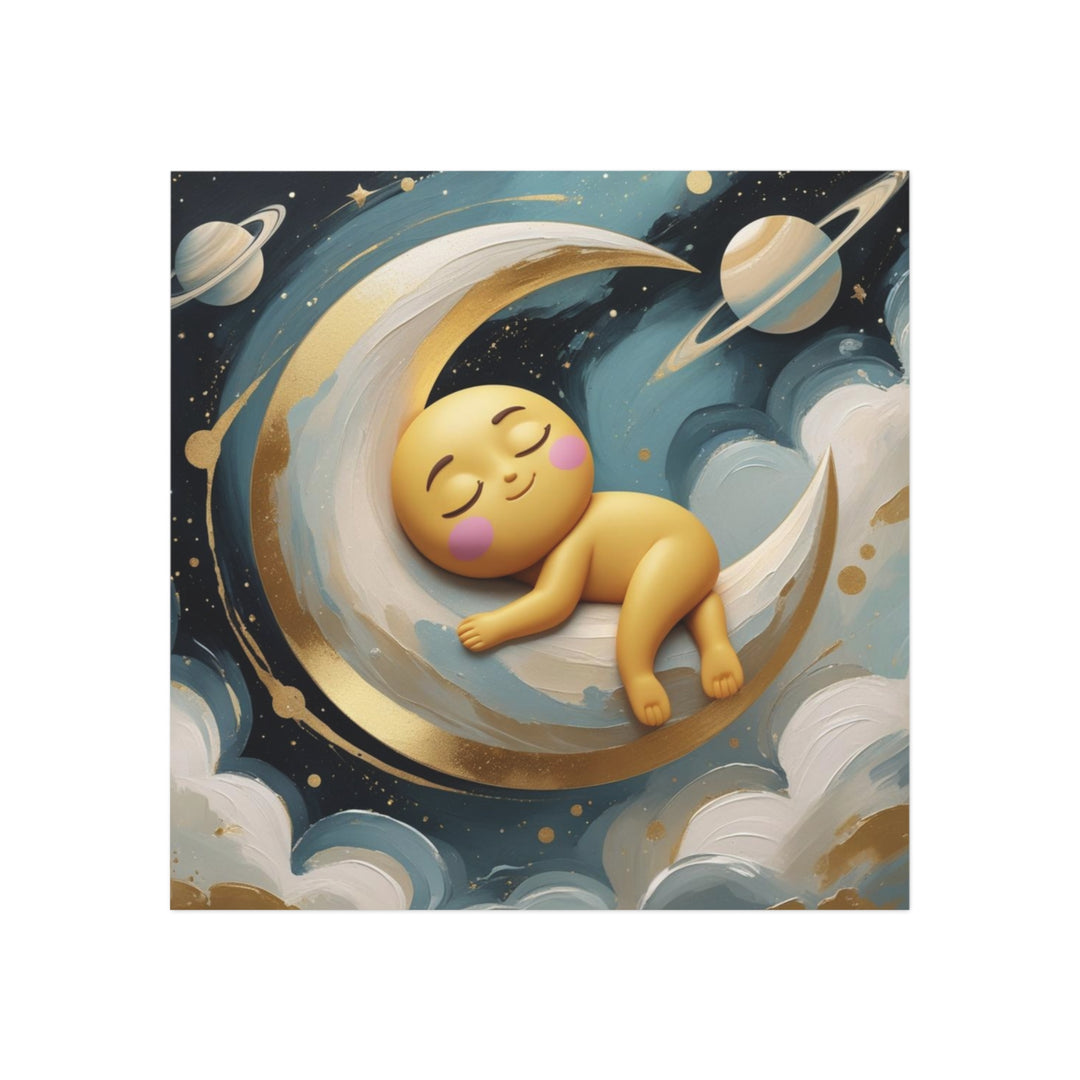 Personalized Square Magnet – Baby Moon & Stars | Cute Custom Nursery Decor