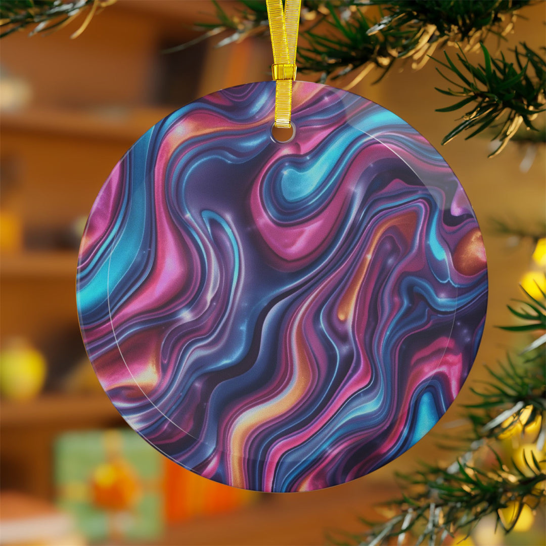 Custom Abstract Iridescent Glass Ornament – Handcrafted, Modern, Vibrant Art