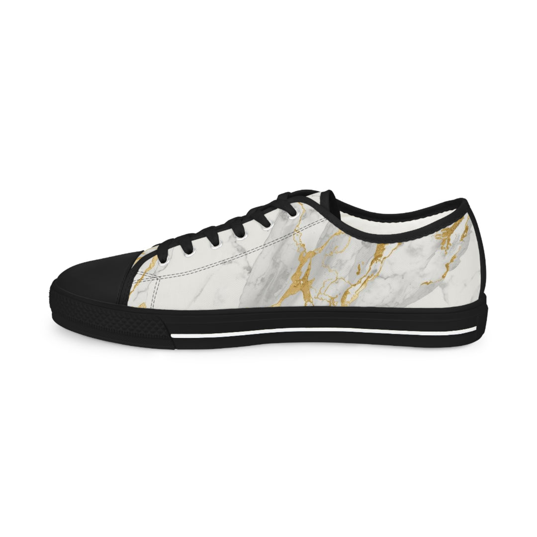 Custom Men’s Low Top Sneakers – Marble Gold Vein Design, Personalized & Stylish