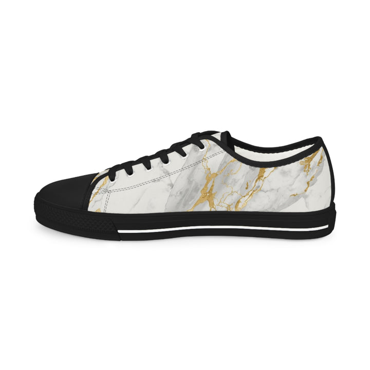 Custom Men’s Low Top Sneakers – Marble Gold Vein Design, Personalized & Stylish