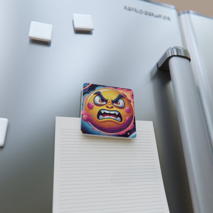 Angry Sun Space Porcelain Magnet – Bold Cartoon Art, Customizable Gift