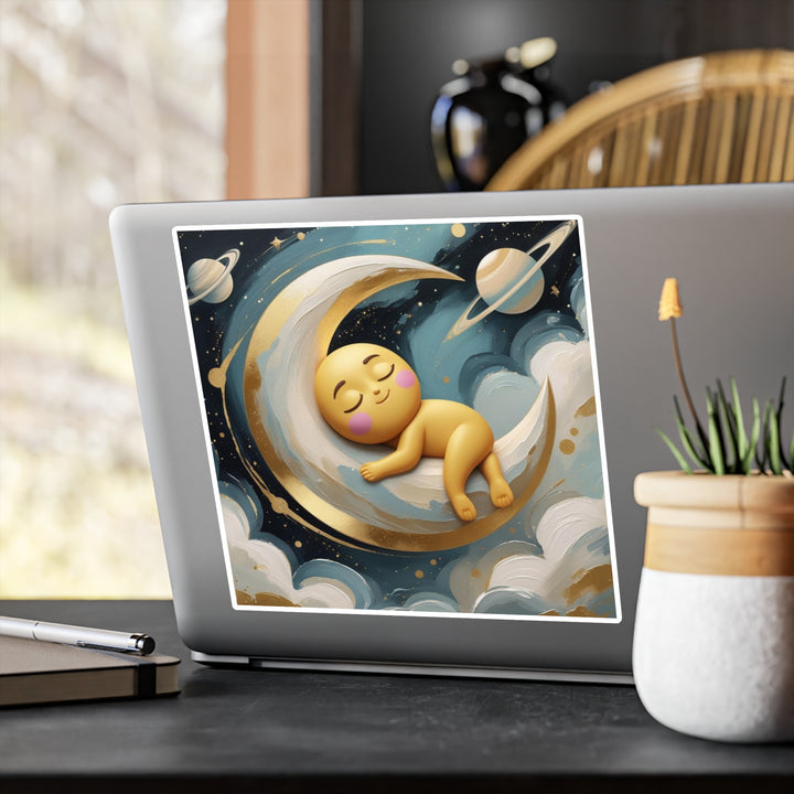 Whimsical Celestial Kiss-Cut Vinyl Sticker – Baby Moon & Stars, Matte Finish