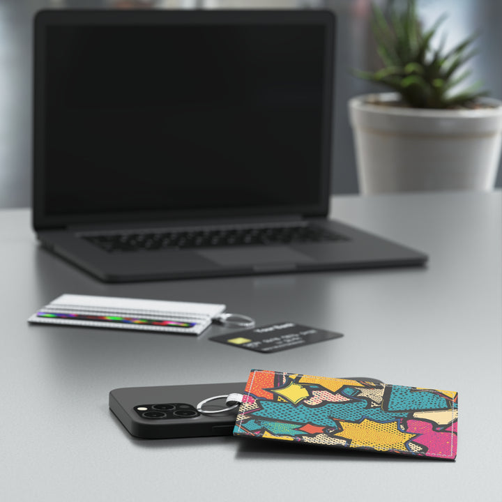Personalized Pop Art Saffiano Leather Card Holder – Vibrant, Custom & Slim
