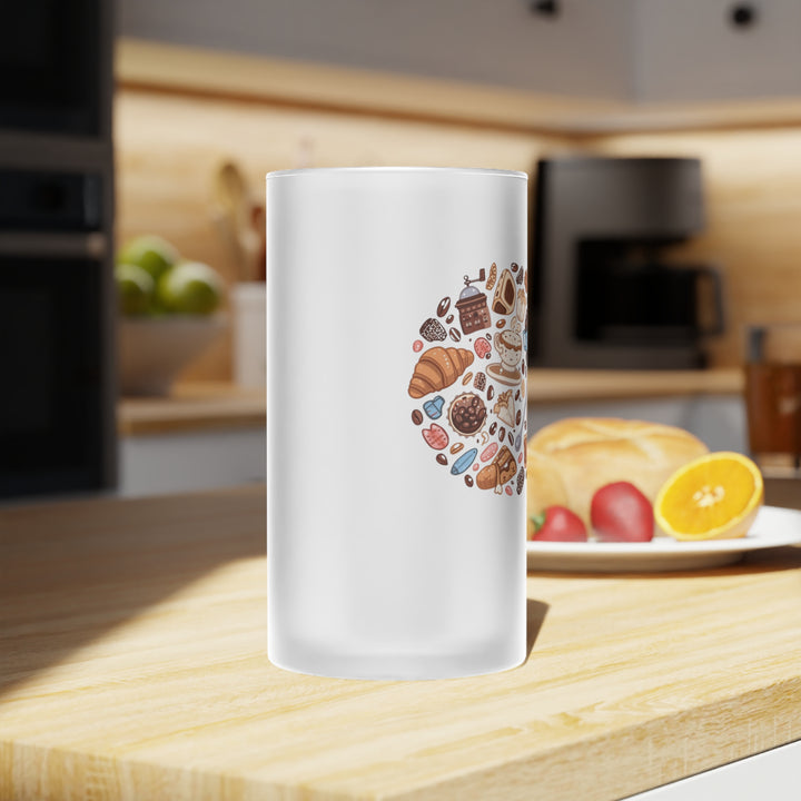 Frosted Glass Beer Mug – Cute Café Cartoon Design, 16oz Trendy Gift