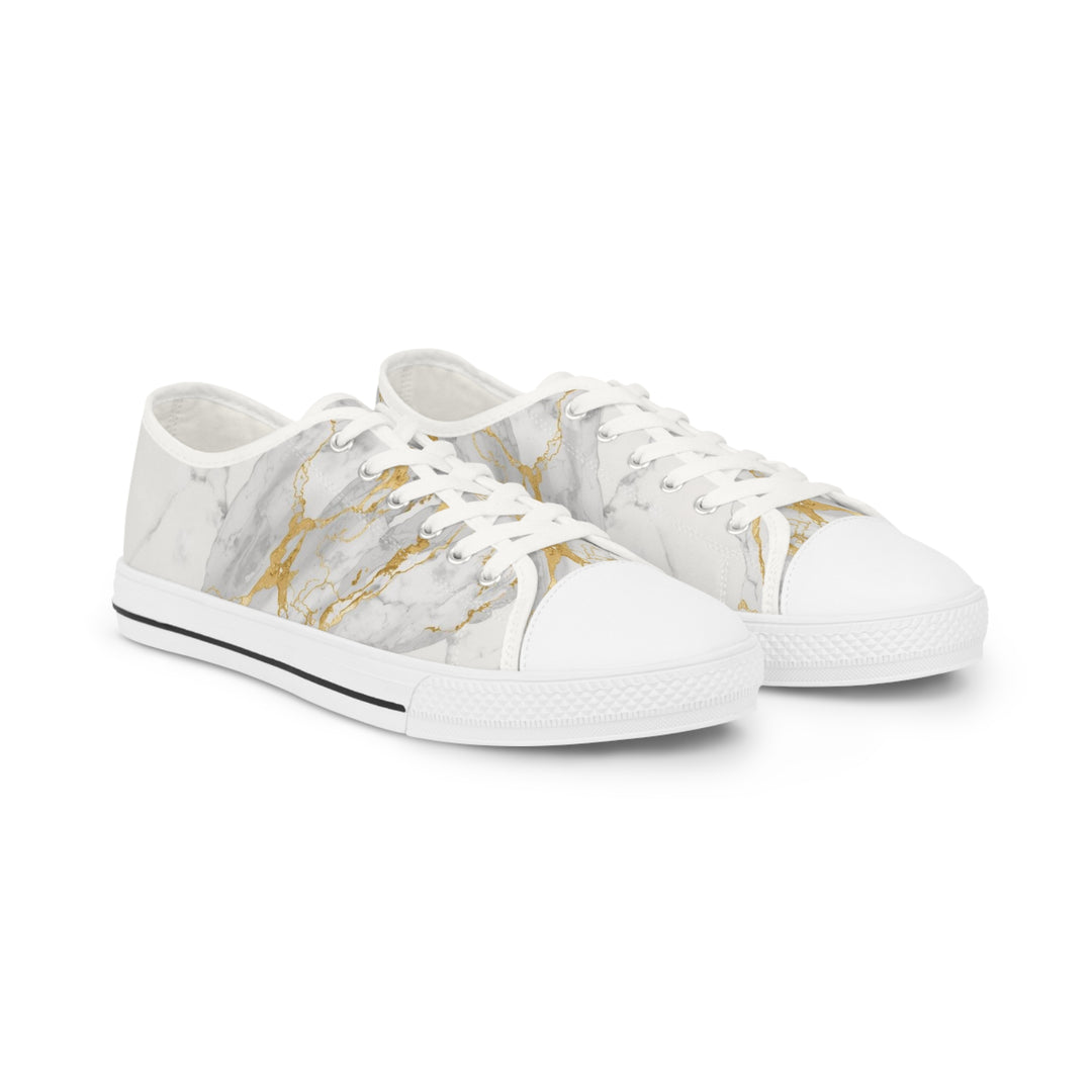 Custom Men’s Low Top Sneakers – Marble Gold Vein Design, Personalized & Stylish