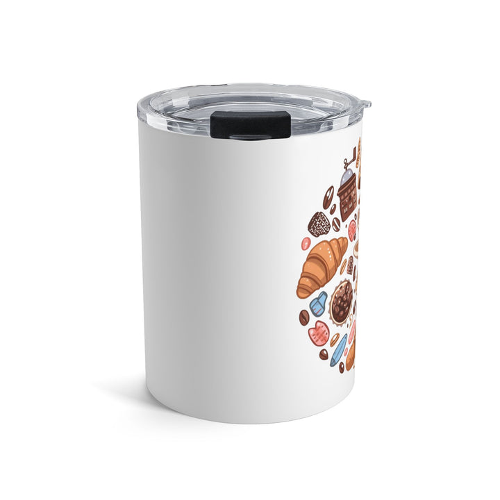 10oz Insulated Tumbler – Cute Coffee & Dessert Cartoon Bistro Design, Spill-Proof