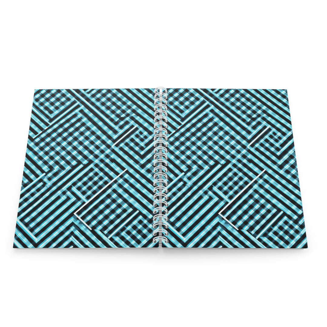 Customizable Spiral Notebook – Modern Geometric Aqua Grid, Stylish & Trendy