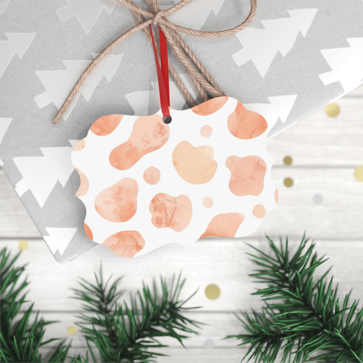 Double-Sided Metal Ornament – Abstract Blush Peach Watercolor Plaque