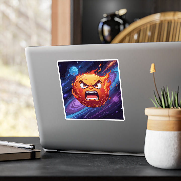 Fiery Cosmic Sun Vinyl Kiss-Cut Sticker – Bold, Weatherproof & Removable