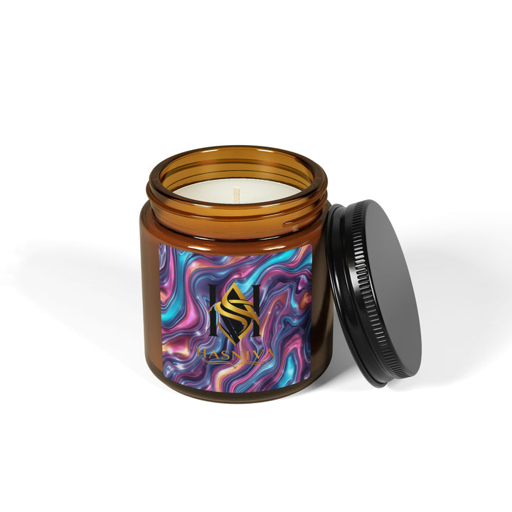 Mesmerizing Scented Soy Candle – Amber Jar, Marble Swirl, Multi-Size
