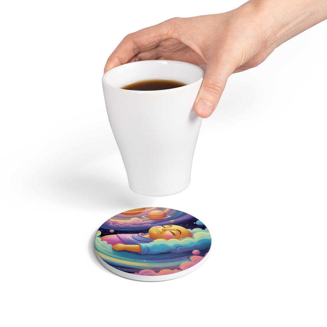 Galaxy Baby Dream Ceramic Coaster – Cute Pastel Space Nursery Decor