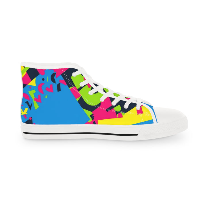 Men's Neon Geometric High Top Sneakers – Bold, Comfy, Streetwear Style