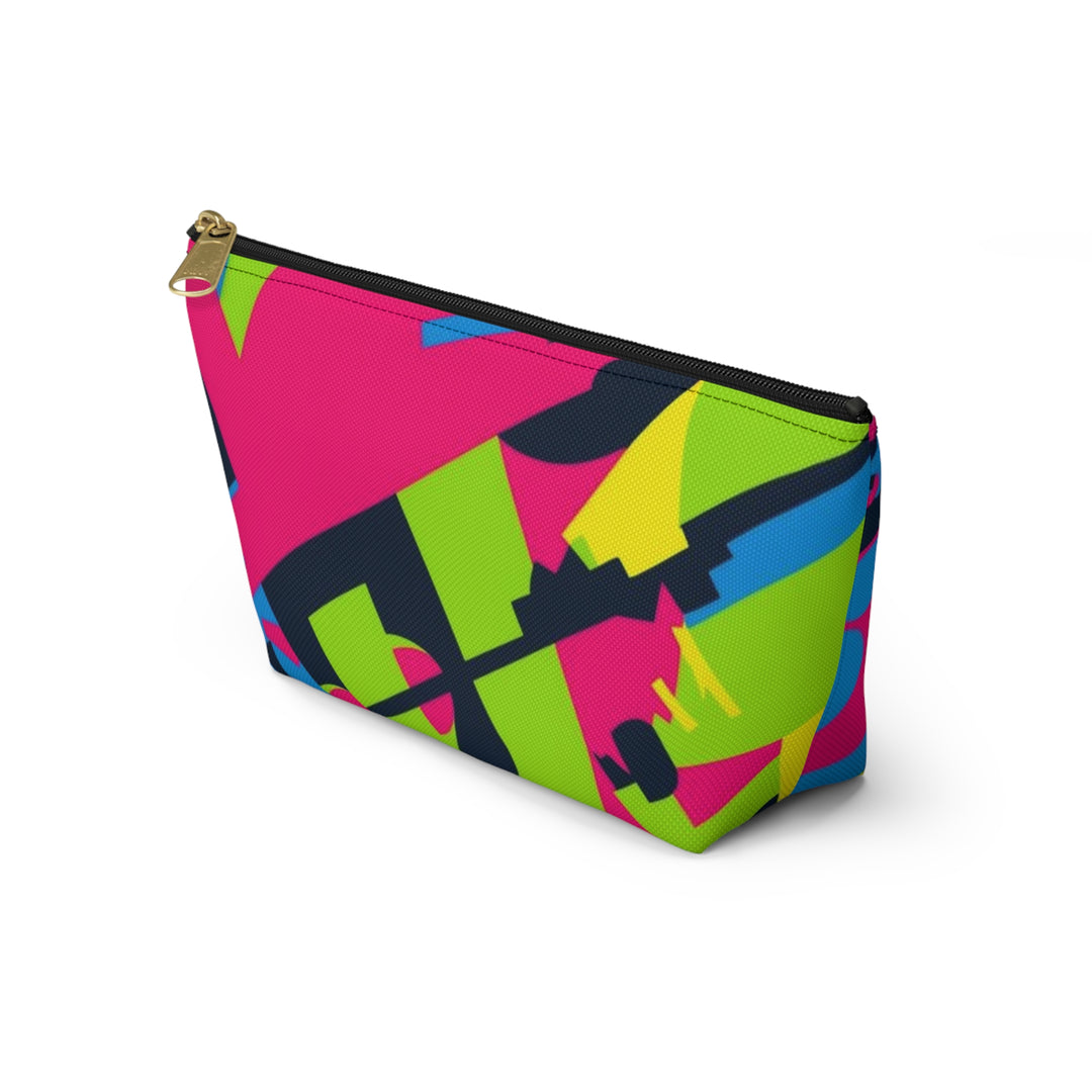 Chic Neon Geometric T-Bottom Accessory Pouch – Bold Modern Organizer
