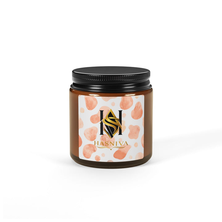Blush Watercolor Scented Soy Candle in Amber Jar – Modern Artistic Vibe