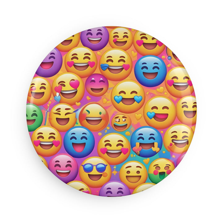 Custom Emoji Joy Round Button Magnet – 1/10 Pack, Happy Vibes Decor