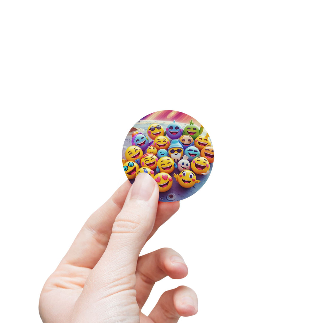 Fun Space Emoji Round Sticker Rolls – Durable Glossy Labels for Organization & Crafts