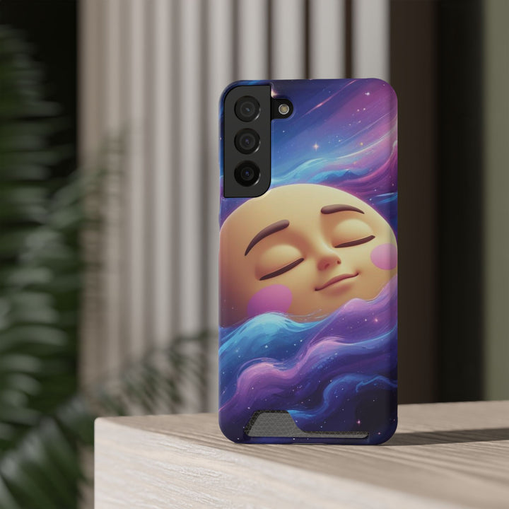 Galaxy Moon Phone Case With Card Holder – Cute Celestial Wallet Case