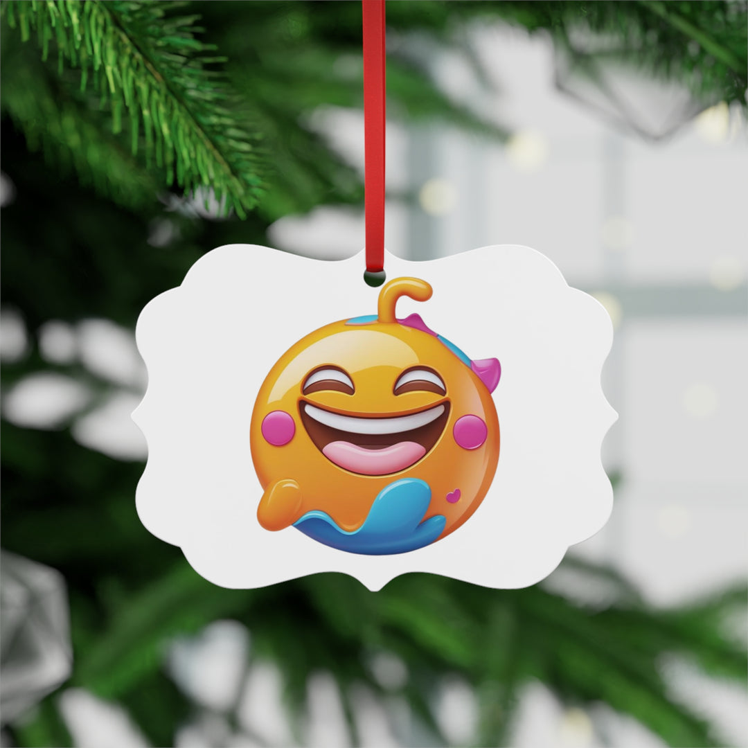 Emoji Smile Double-Sided Metal Ornament – Fun, Glossy Decor Gift