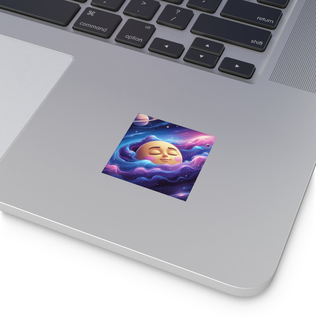 Galaxy Moon Square Sticker – Premium Weatherproof Vinyl, Cute Space Decor