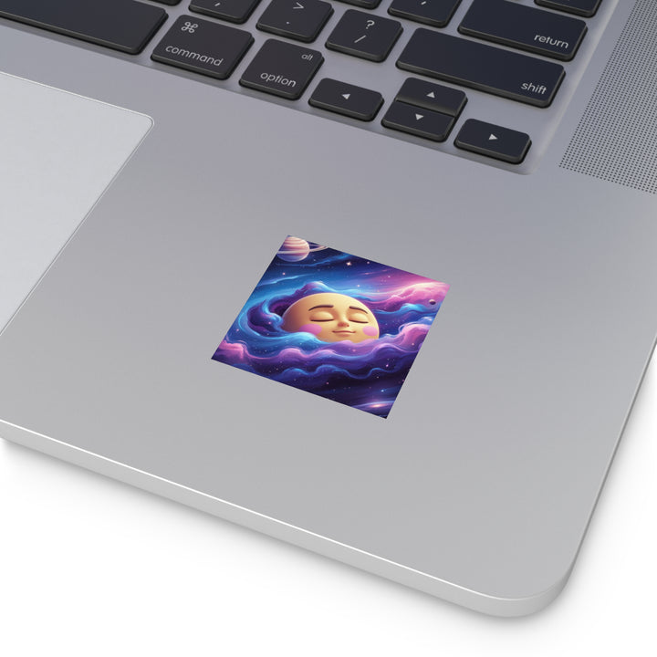 Galaxy Moon Square Sticker – Premium Weatherproof Vinyl, Cute Space Decor