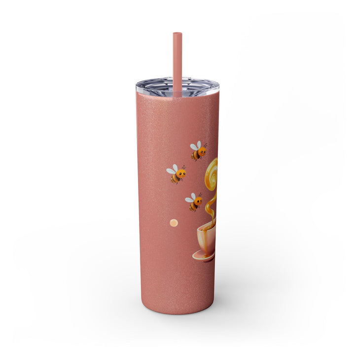 Pink Honeybee 20oz Skinny Tumbler with Straw – Cute Tea Cup Design