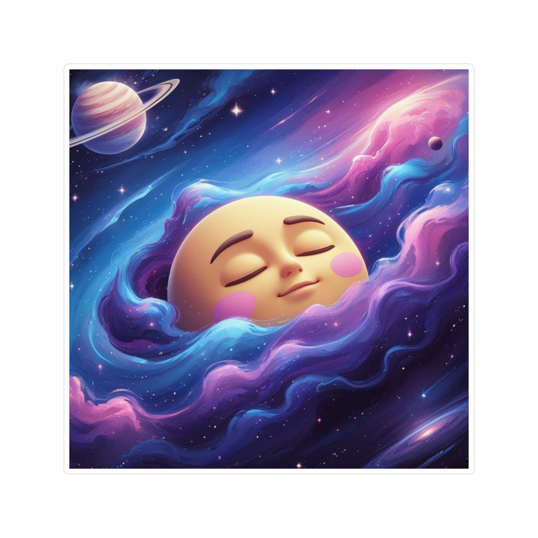 Galaxy Moon Vinyl Kiss-Cut Sticker – Cute Space Aesthetic, Weatherproof